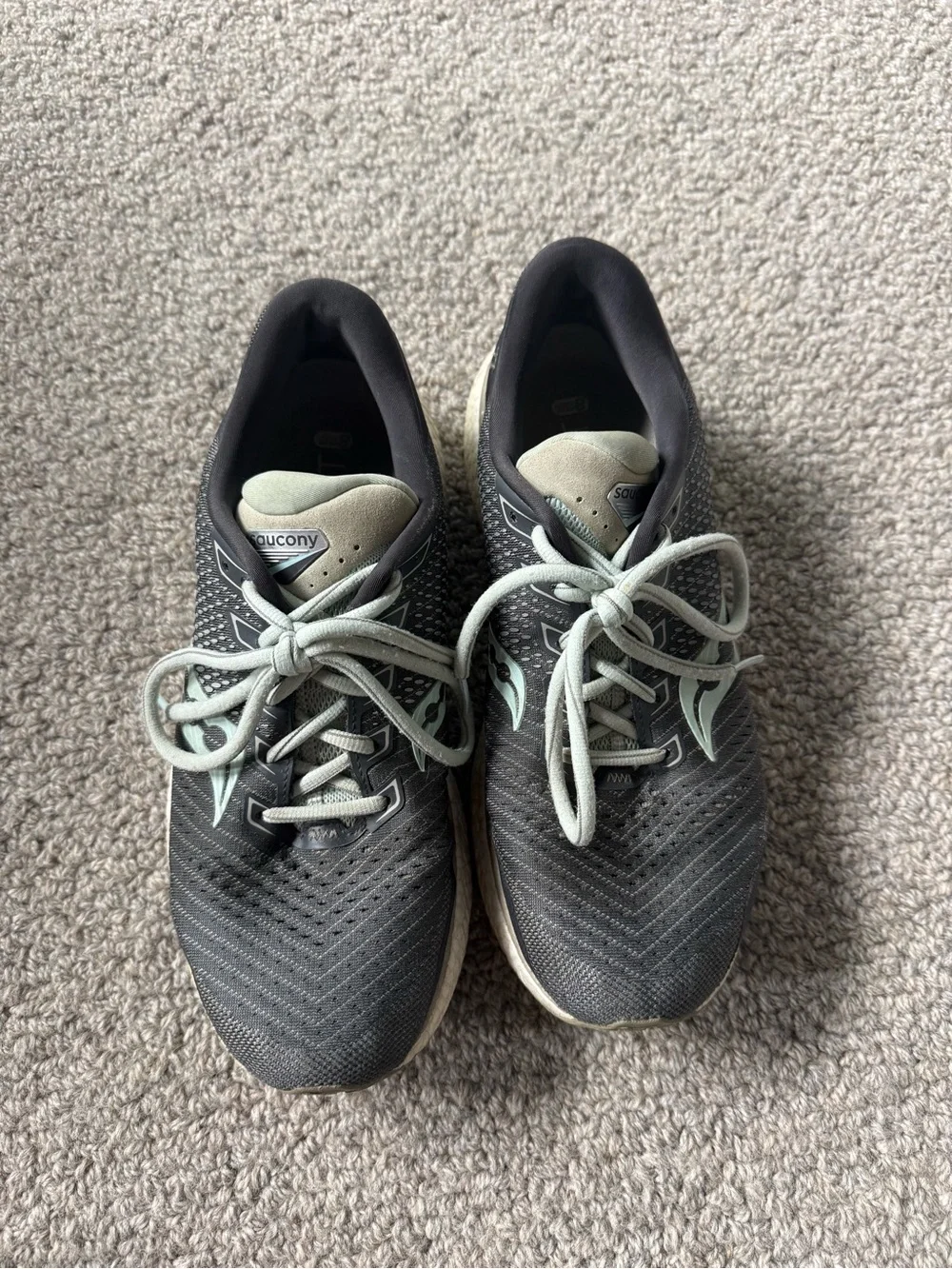 Saucony Gray and Mint Athletic Running Shoes